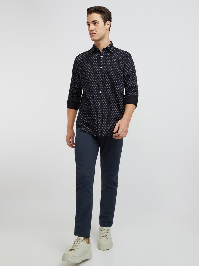 Men Tailored Fit Blue Shirt