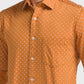 Colorplus Brown Printed Tailored Fit Cotton Casual Shirt