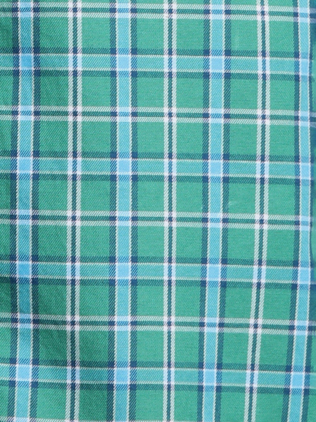 Colorplus Green Checks Regular Fit Cotton Casual Shirt