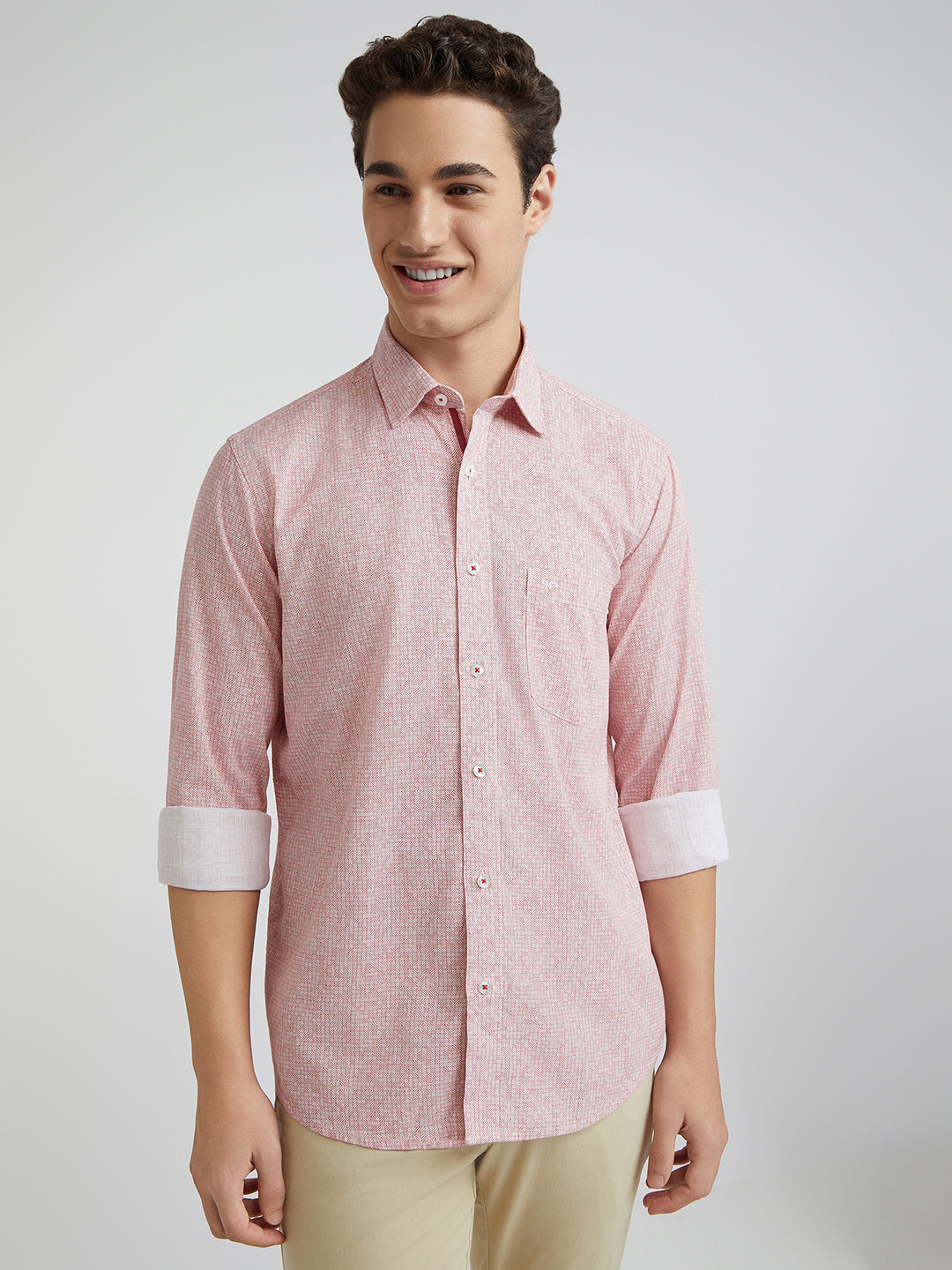 Colorplus Men Pink Printed Regular Fit Cotton Casual Shirt