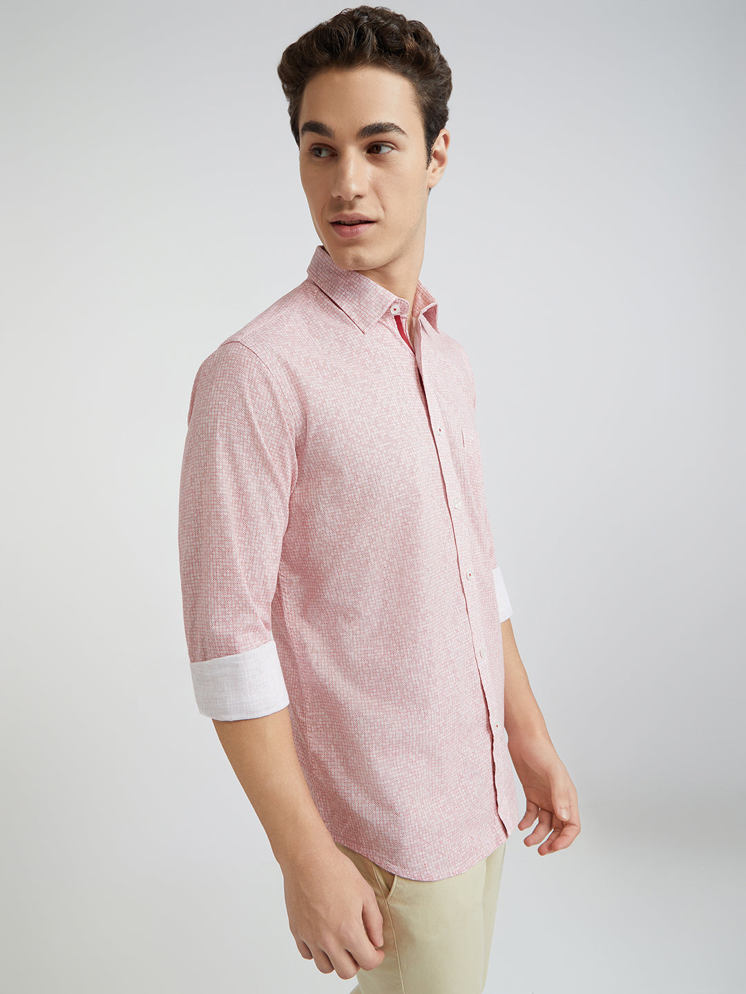 Colorplus Men Pink Printed Regular Fit Cotton Casual Shirt