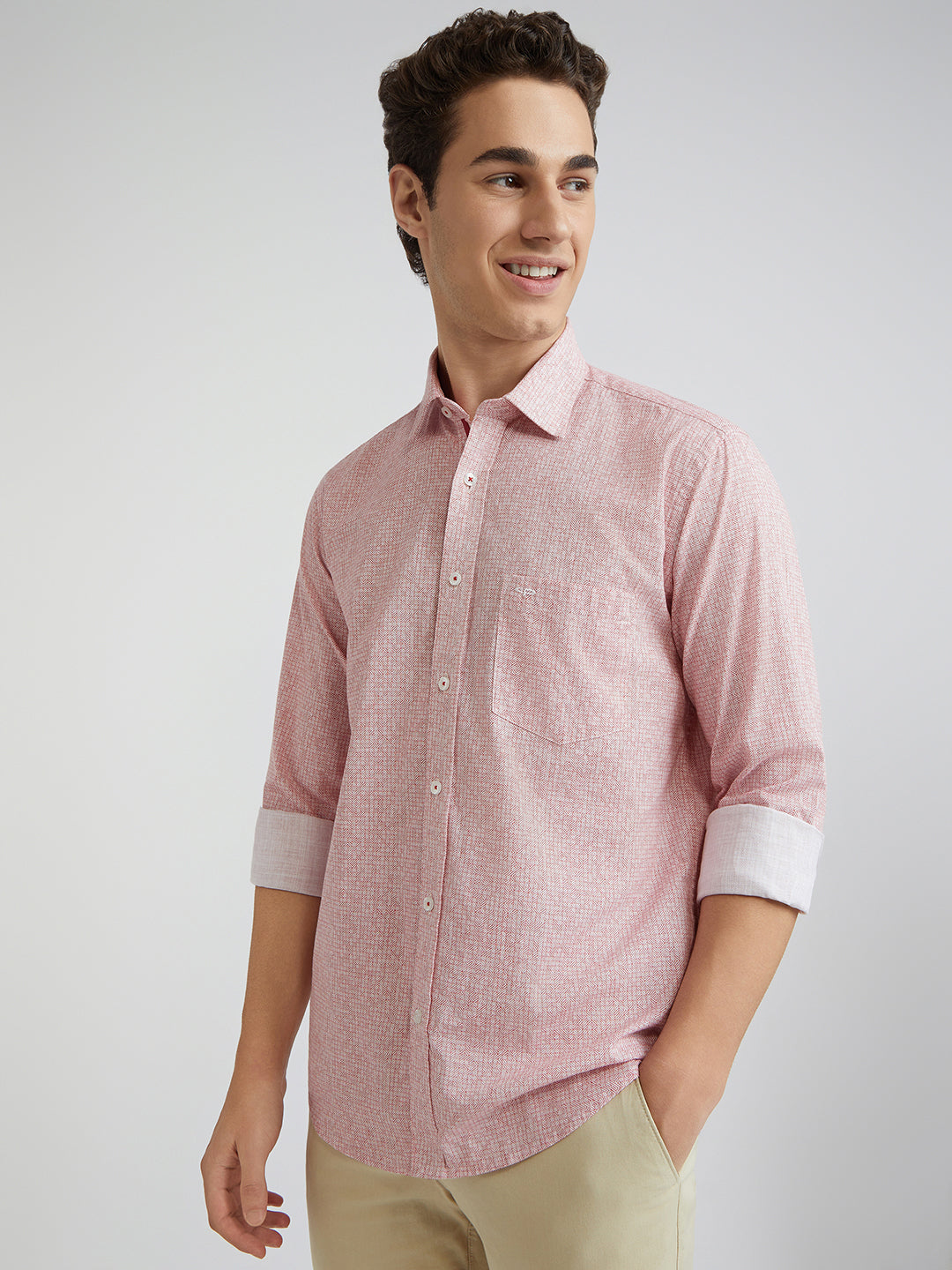 Colorplus Men Pink Printed Regular Fit Cotton Casual Shirt