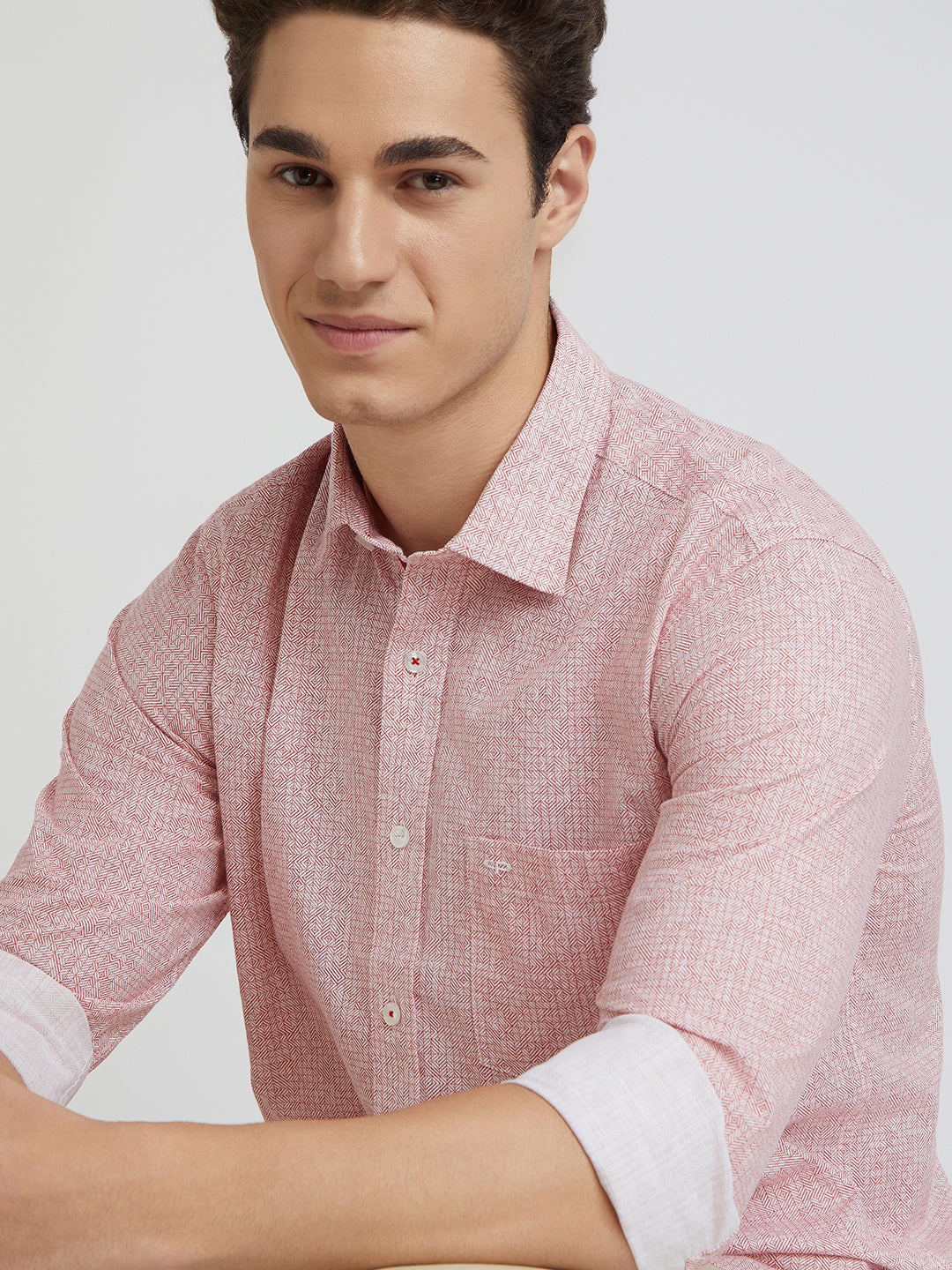 Colorplus Men Pink Printed Regular Fit Cotton Casual Shirt