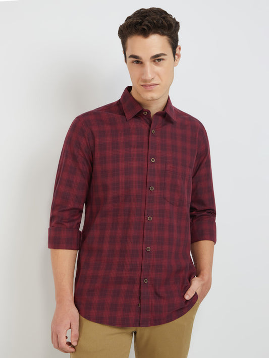 Men Blue Regular Fit Checks Cotton Full Sleeves Shirts