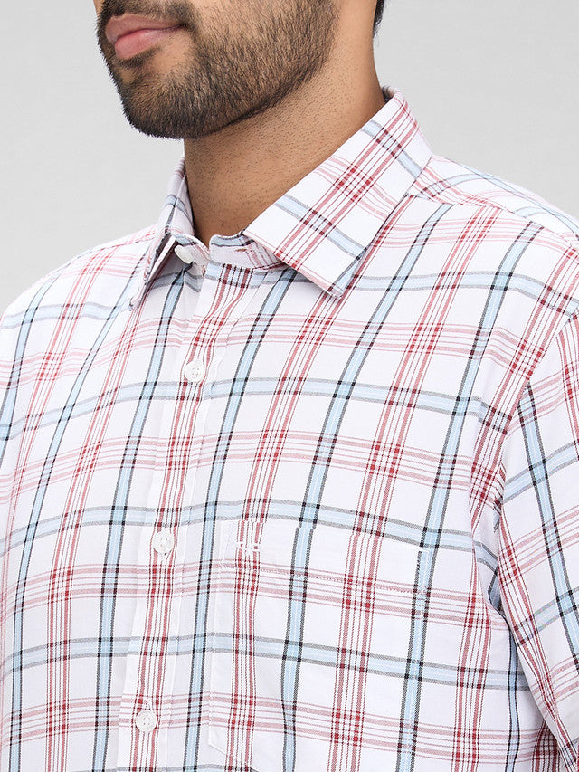 Colorplus White Checks Regular Fit Full Sleeve Cotton Shirt