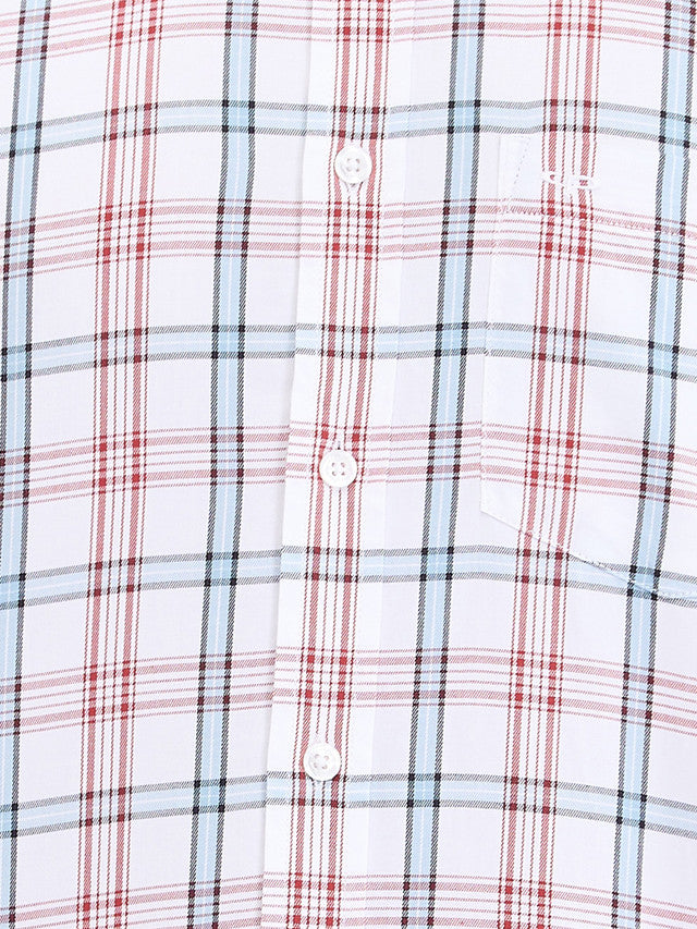 Colorplus White Checks Regular Fit Full Sleeve Cotton Shirt