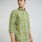Colorplus Men Green Regular Fit Checks Linen Casual Shirt
