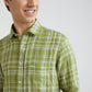 Colorplus Men Green Regular Fit Checks Linen Casual Shirt
