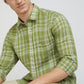 Colorplus Men Green Regular Fit Checks Linen Casual Shirt