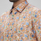 Colorplus Orange Printed Regular Fit Cotton Casual Shirt