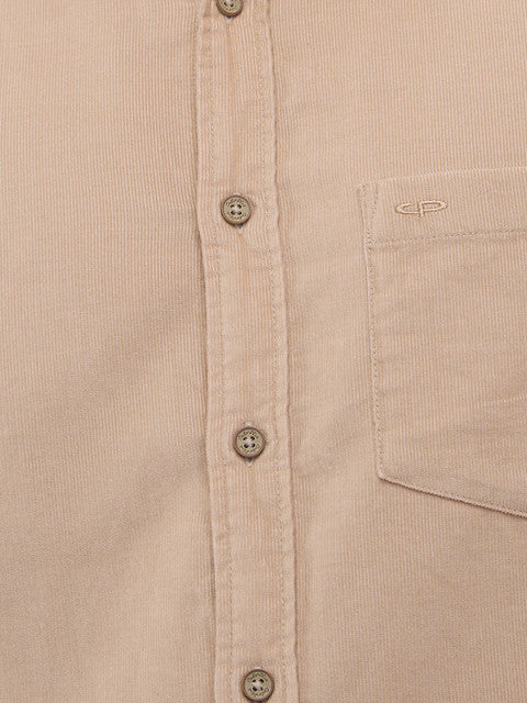 Colorplus Men Brown Plain Regular Fit Cotton Corduroy Casual Shirt