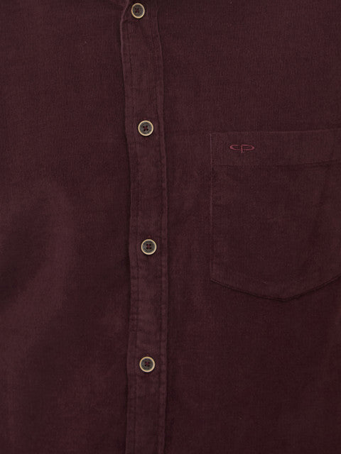 Colorplus Men Brown Plain Regular Fit Cotton Corduroy Casual Shirt