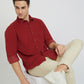 Colorplus Men Red Plain Regular Fit Cotton Corduroy Casual Shirt