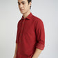 Colorplus Men Red Plain Regular Fit Cotton Corduroy Casual Shirt