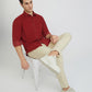 Colorplus Men Red Plain Regular Fit Cotton Corduroy Casual Shirt