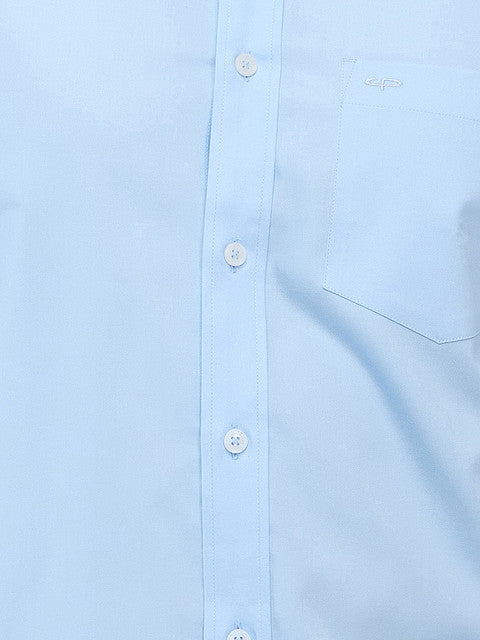 Colorplus Men Blue Plain Regular Fit Cotton Casual Shirts