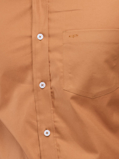 Colorplus Men Brown Plain Regular Fit Cotton Casual Shirts