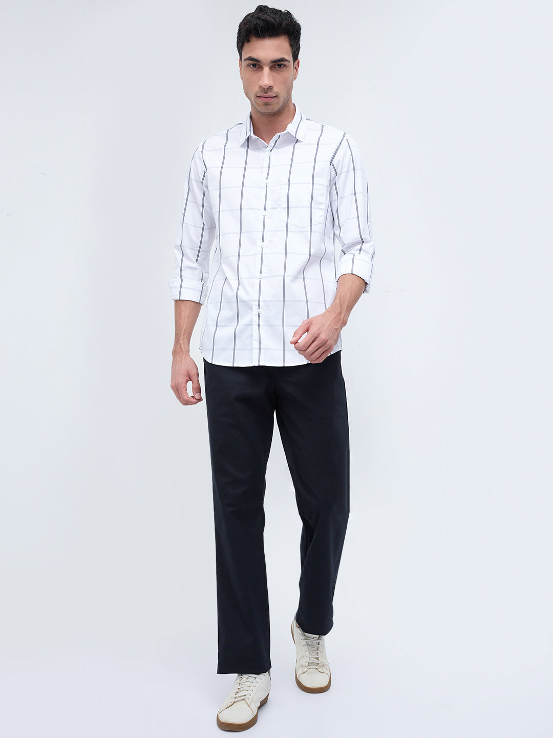 Colorplus Men White Regular Fit Checks Casual Shirt – MyRaymond