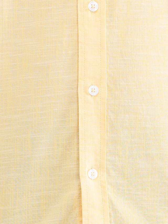 Colorplus Yellow Warp Chambray Tailored Fit Cotton Casual Shirt