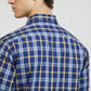 Colorplus Men Blue Checkered Tailored Fit Half Sleeve Spread Collar Shirt