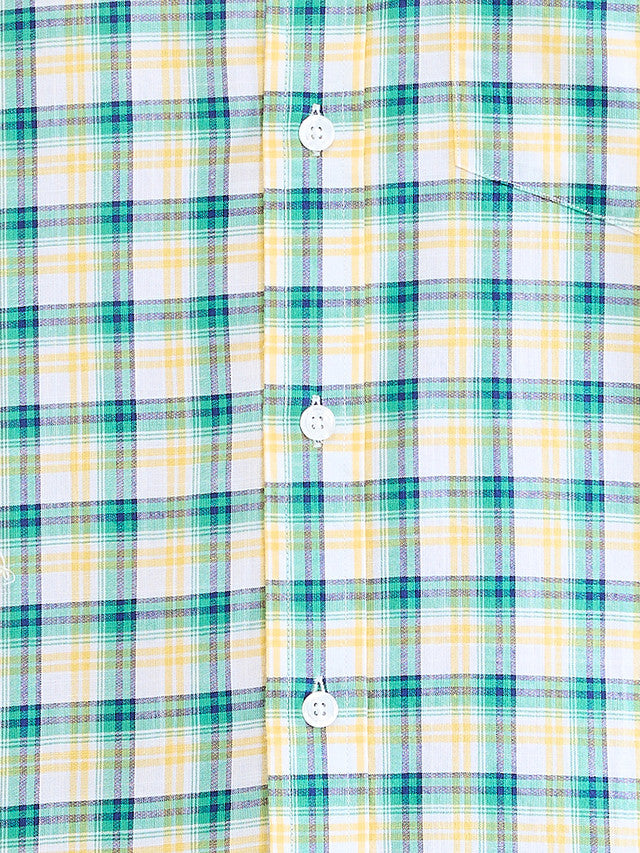 Colorplus Green Checks Tailored Fit Cotton Casual Shirt