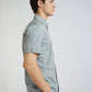 Men Grey Tailored Fit Print Cotton Half Sleeve Shirts