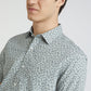 Men Grey Tailored Fit Print Cotton Half Sleeve Shirts