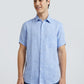 Colorplus Blue Yarn Dyed Tailored Fit Linen Casual Shirt