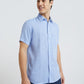 Colorplus Blue Yarn Dyed Tailored Fit Linen Casual Shirt