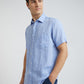 Colorplus Blue Yarn Dyed Tailored Fit Linen Casual Shirt