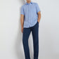 Colorplus Blue Yarn Dyed Tailored Fit Linen Casual Shirt