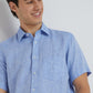 Colorplus Blue Yarn Dyed Tailored Fit Linen Casual Shirt