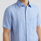 Colorplus Blue Yarn Dyed Tailored Fit Linen Casual Shirt