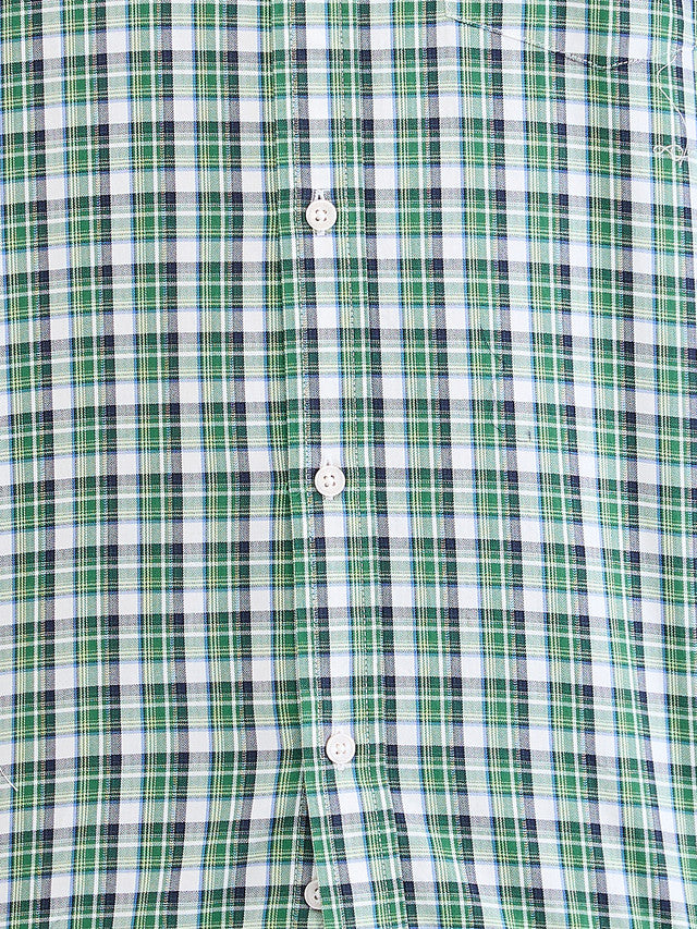 Colorplus Green Checks Regular Fit Cotton Casual Shirt