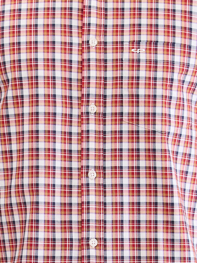 Colorplus Red Checks Regular Fit Cotton Casual Shirt