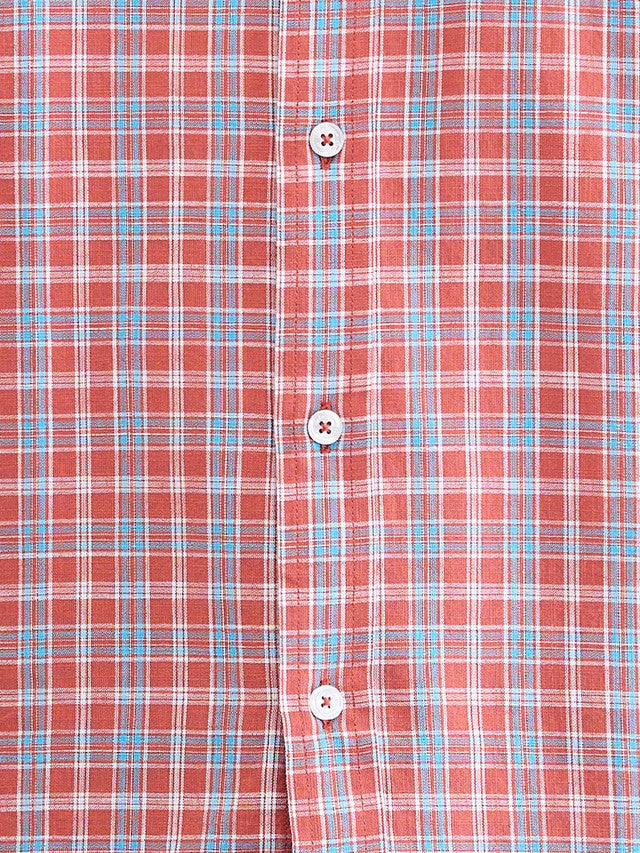 Colorplus Red Checks Regular Fit Cotton Casual Shirt