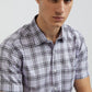 Colorplus Purple Checks Regular Fit Cotton Casual Shirt