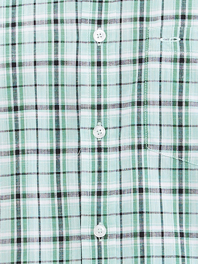 Colorplus Green Checks Regular Fit Cotton Casual Shirt