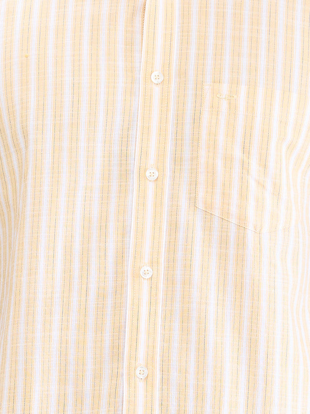 Colorplus Yellow Checks Regular Fit Cotton Casual Shirt