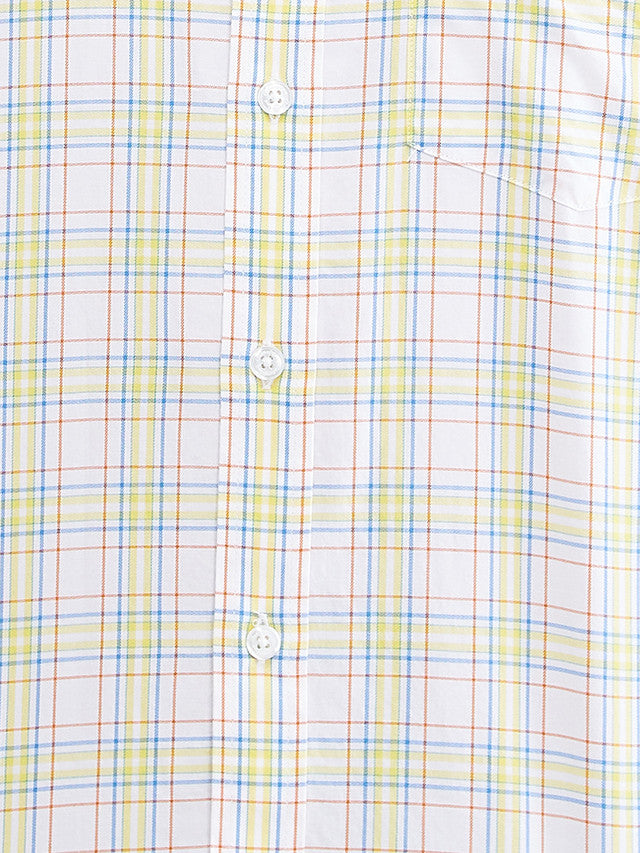 Colorplus Men Yellow Checkered Regular Fit Half Sleeve Spread Collar Shirt