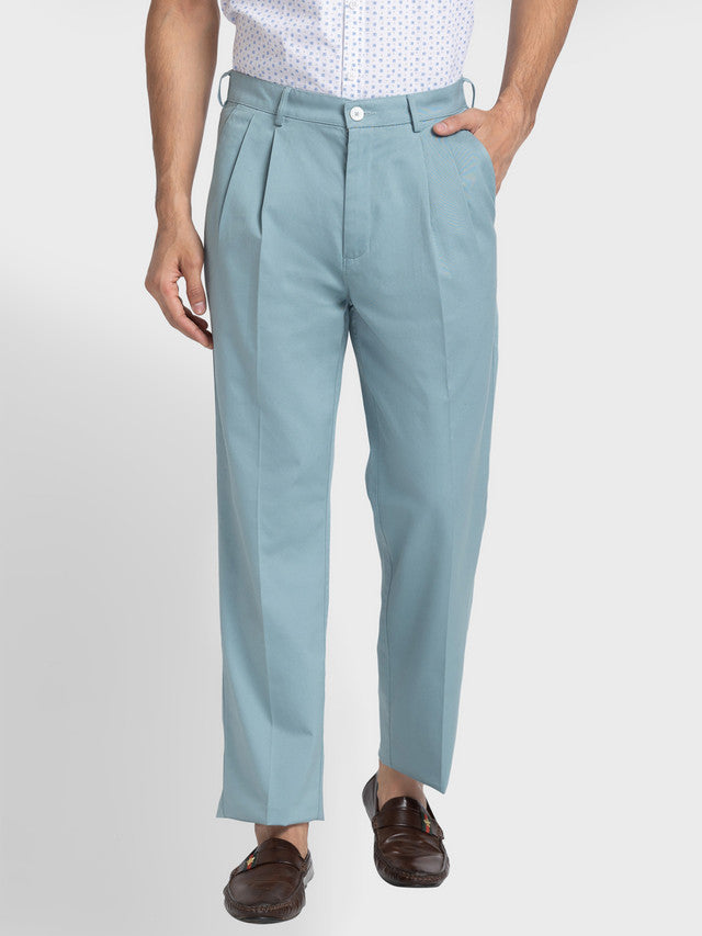 Colorplus Blue Solid Piece Dyed Custom Fit Cotton Trouser – MyRaymond