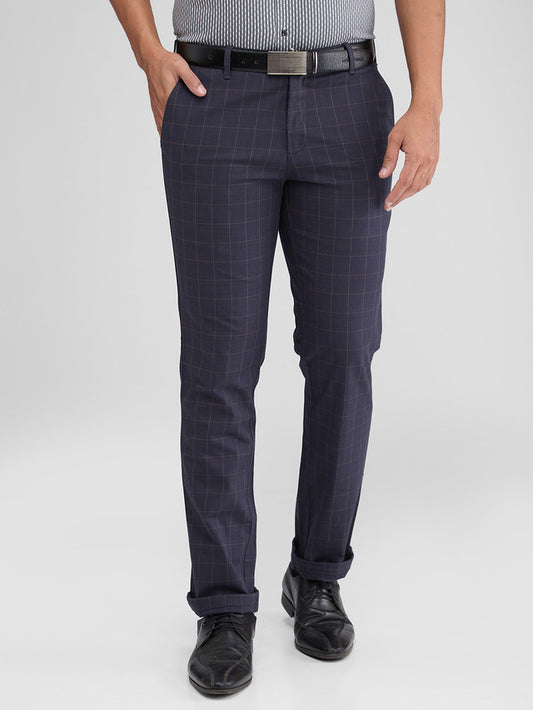 Colorplus Grey Checks Contemporary Fit Cotton Blend Trouser