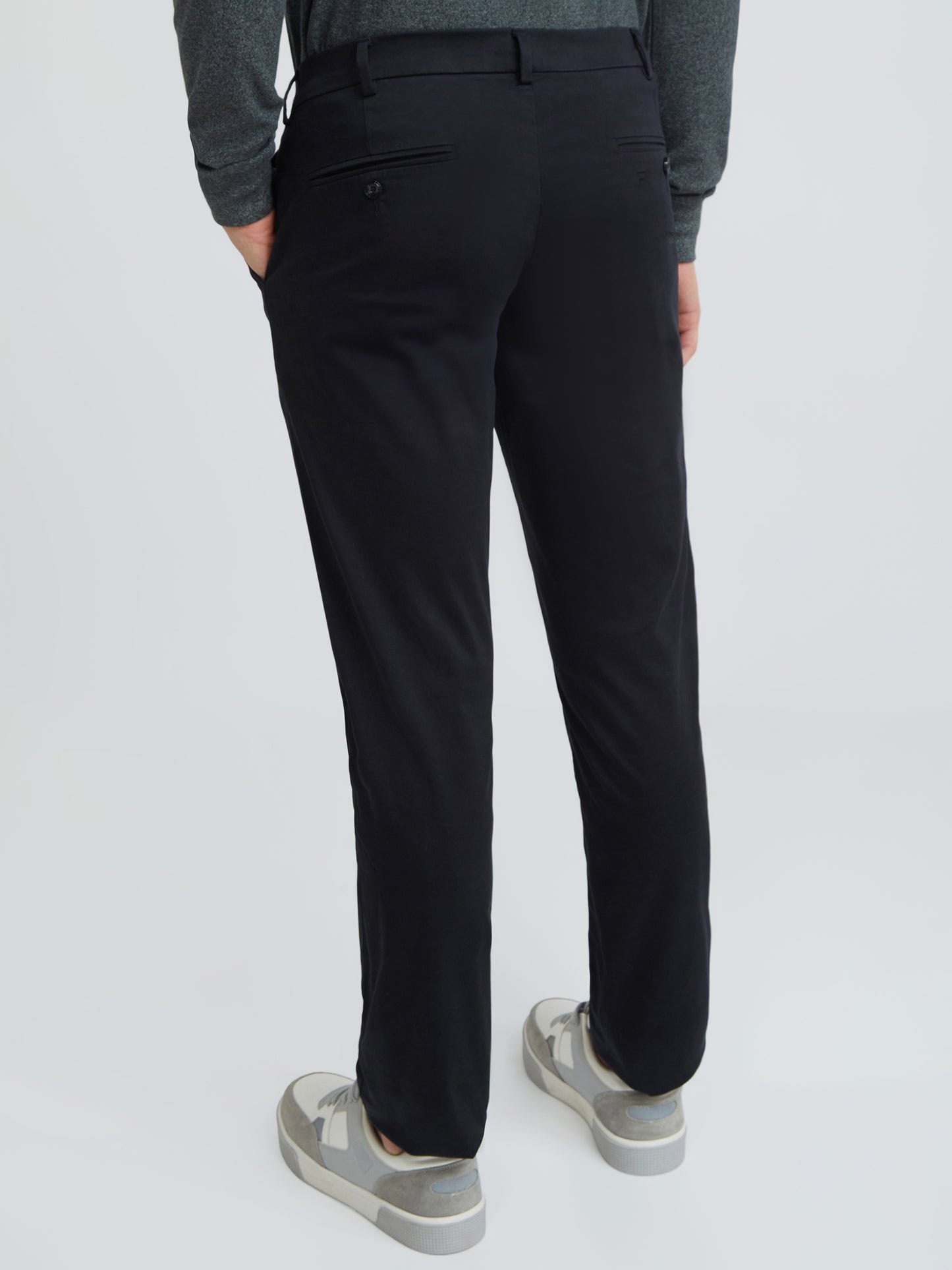 Colorplus Black Solid Piece Dyed Slim Fit Cotton Blend Trouser