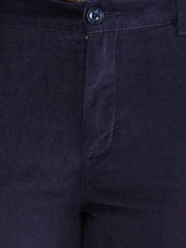 Colorplus Blue Solid Piece Dyed Slim Fit Cotton Blend Trouser