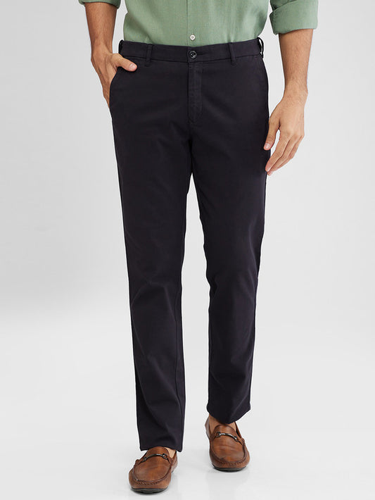 Colorplus Black Solid Slim Fit Cotton Blend Trouser