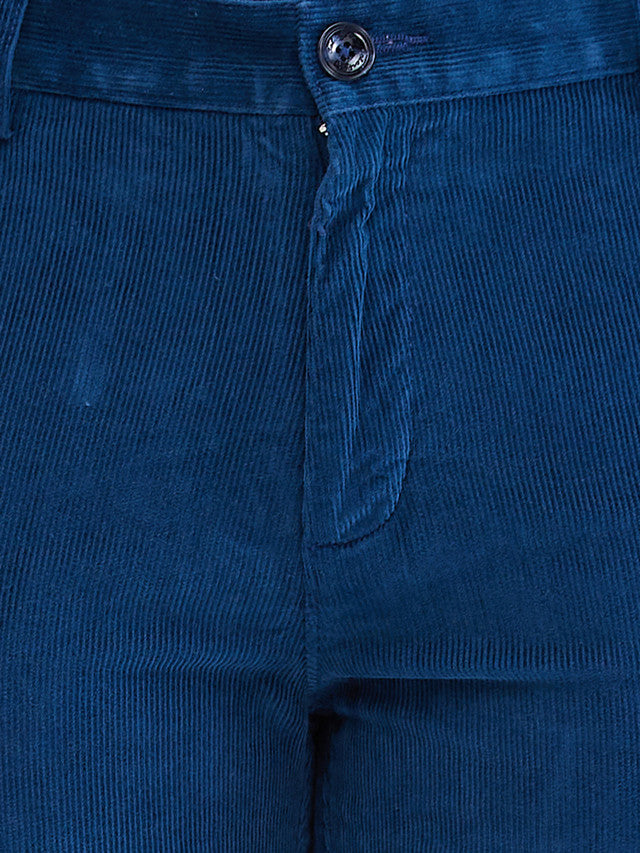 Colorplus Blue Solid Piece Dyed Slim Fit Cotton Trouser