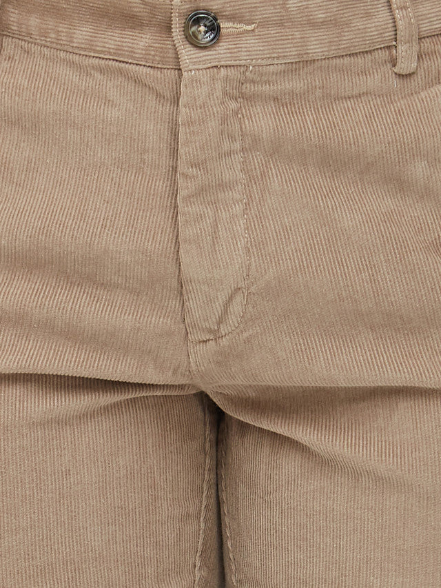 Colorplus Beige Solid Piece Dyed Slim Fit Cotton Trouser