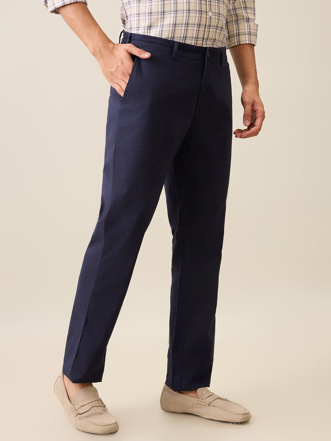 Colorplus Men Blue Slim Fit Solid Piece Dyed Trouser – MyRaymond