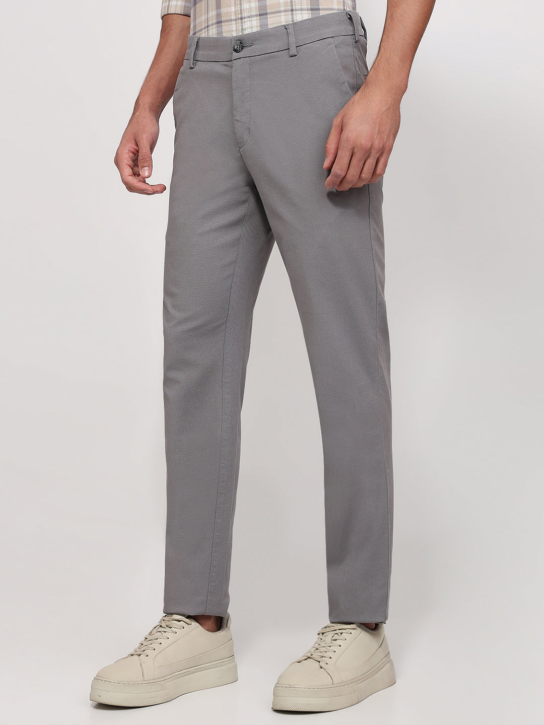 Colorplus Men Grey Slim Fit Dobby Trouser – MyRaymond