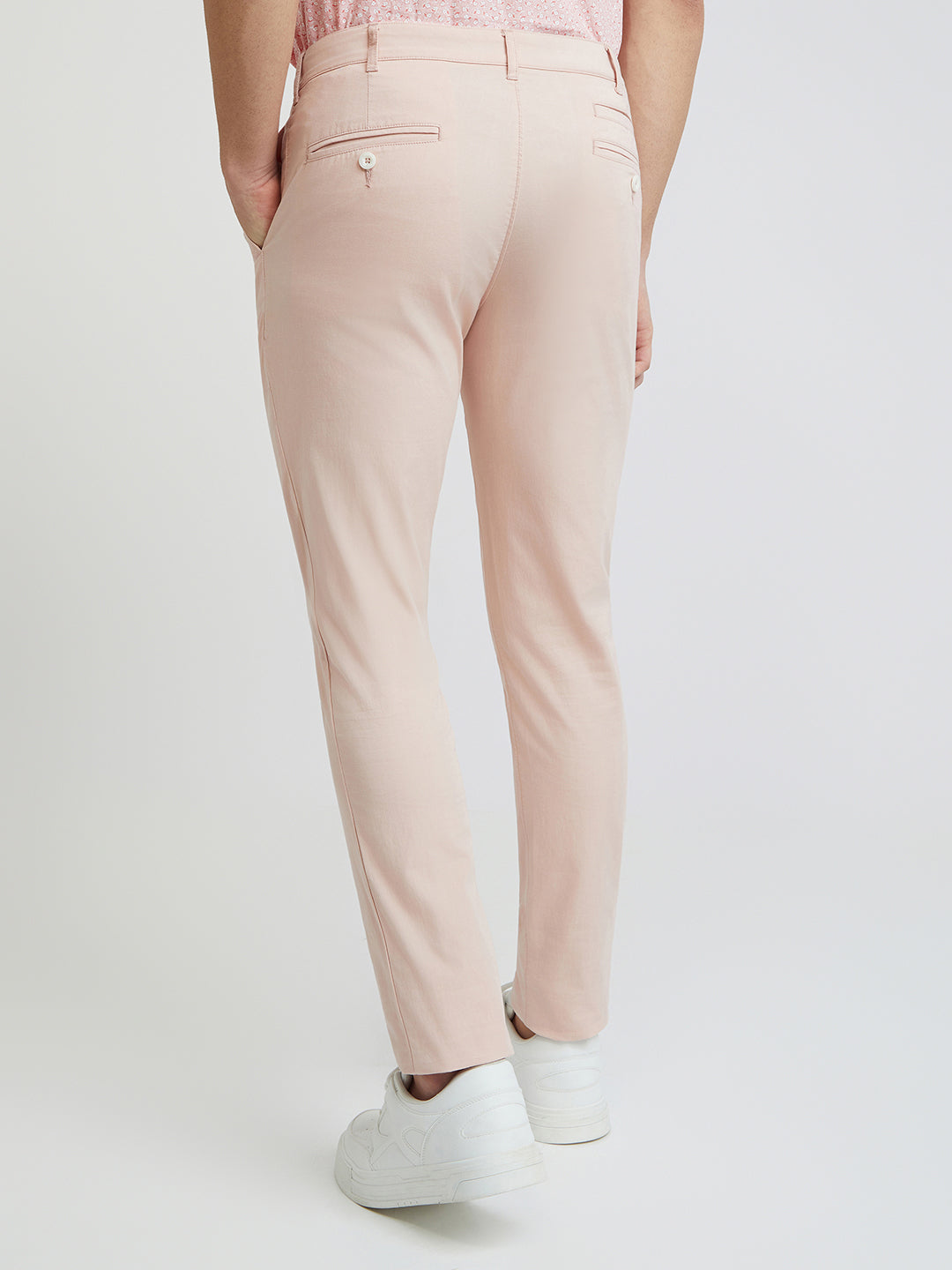 Colorplus Peach Solid Piece Dyed Nuvo Fit Cotton Blend Trouser